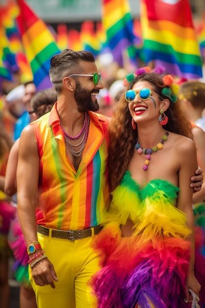 Premium Photo Happy Couple Dancing At LGBTQ Gay Pride Parade In Sao