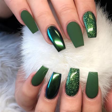 Green Nails Nail Art Matte And Glossy Aesthetic Green Green Nail