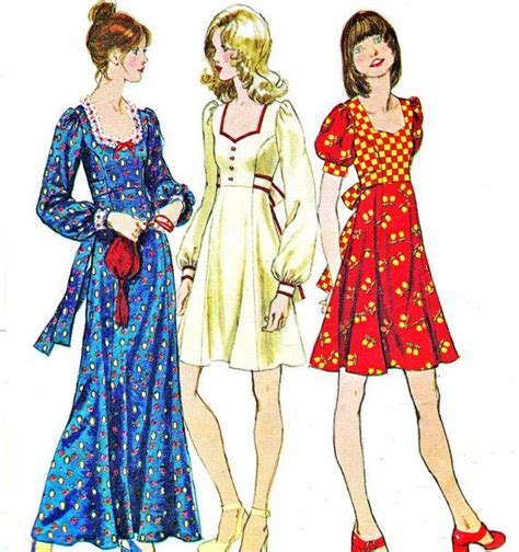 1970s Dress Pattern Simplicity 5347 Princess Seam Flared Skirt Dress Tie Back Waist Fit And