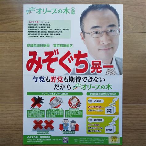 Yahooオークション 令和元年 参議院議員選挙 オリーブの木 みぞぐ