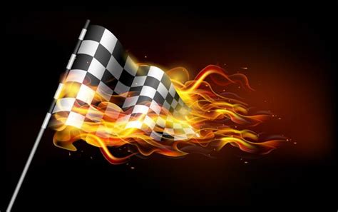 Flaming Car Racing Flag Illustration Flame Art Art Background Flag