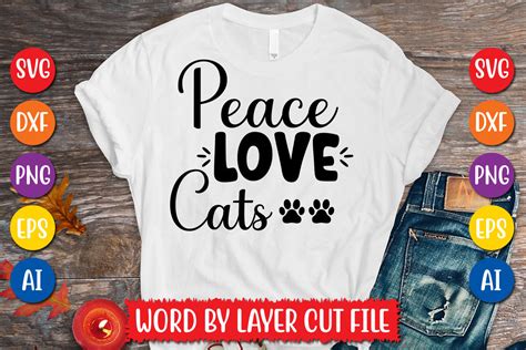 Peace Love Cats Svg Design Graphic By Megasvgart Creative Fabrica