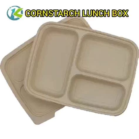 Cornstarch Compartments Disposable Food Container Biodegradable Lunch