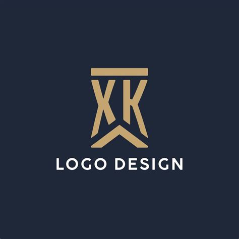 Xk Initial Monogram Logo Design In A Rectangular Style With Curved