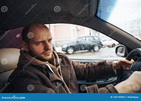 Angry Man Driving His Car Stress On Road Concept Stock Photo Image