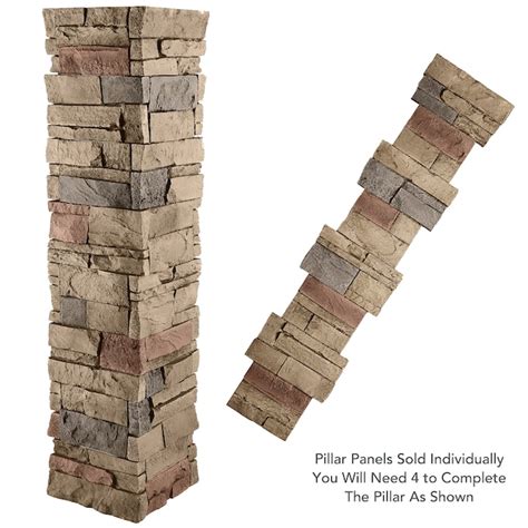 Genstone Genstone Stacked Stone Pillar Panel 328 Sq Ft Desert Sunrise Faux Stone Veneer At