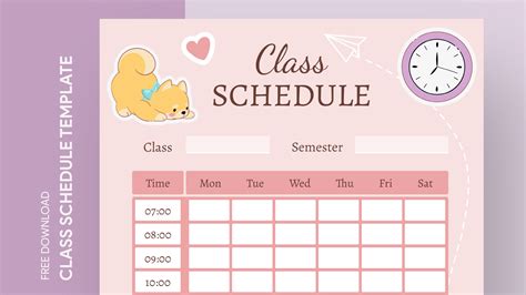 Editable Cute Class Schedule Free Google Docs Template - gdoc.io