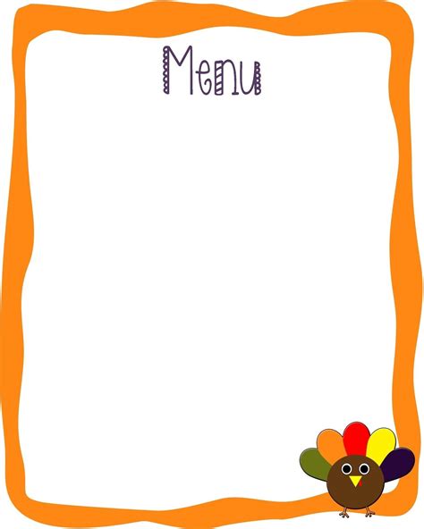 Blank Menu Template Blank Menu Template For Kids World Of Printable