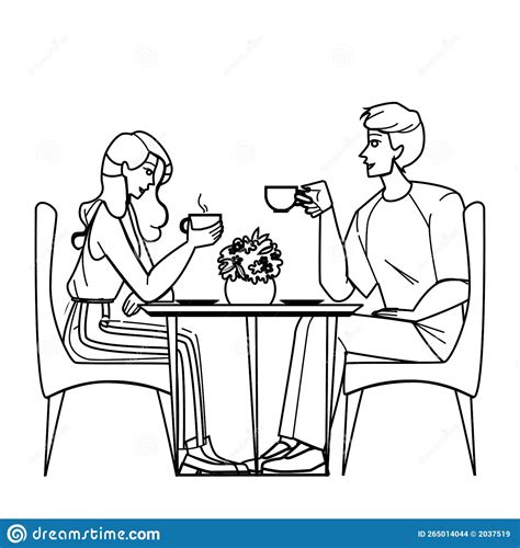 Couple Cafe Vector Stock Vector Illustration Of Female 265014044