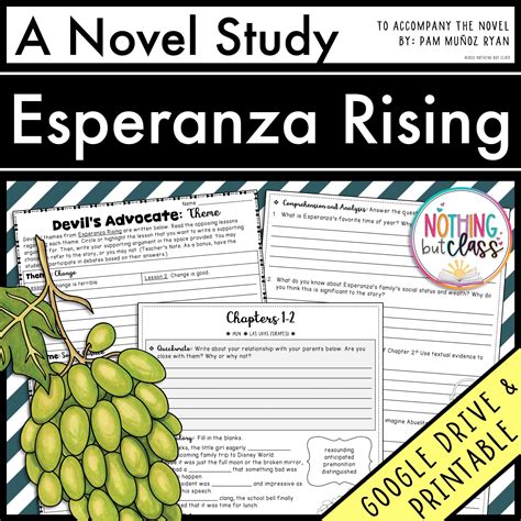 Esperanza Rising Novel Study Unit Comprehension With Activities And