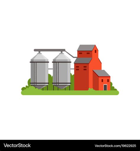 Agricultural silo towers and farm buildings Vector Image