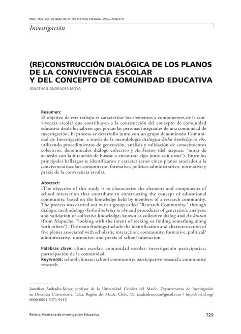 Pdf Reconstrucción Dialógica De Los Planos De La Convivencia Escolar Y Del Concepto De