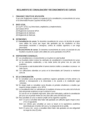 Reglemanto De Convalidacion Pdf