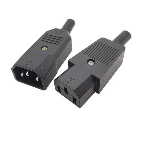 10a 250v Black Iec C13 C14 Femaleandmale Plug Rewirable Power Connector 3 Pin Ac Socket Shopee