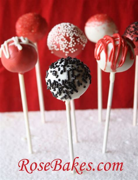 Black Red White Cake Pops 4 - Rose Bakes | White cake pops, White party ...