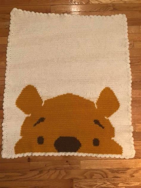 Crochet peek-a-boo Winnie the Pooh blanket | Crochet square blanket ...