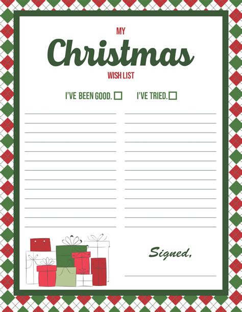 Christmas List Template 10 Free Pdf Printables Printablee