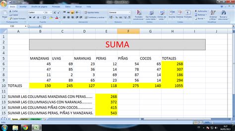 Computaci N Las Delicias Ejercicio Suma Excel Orrego Ordo Ez