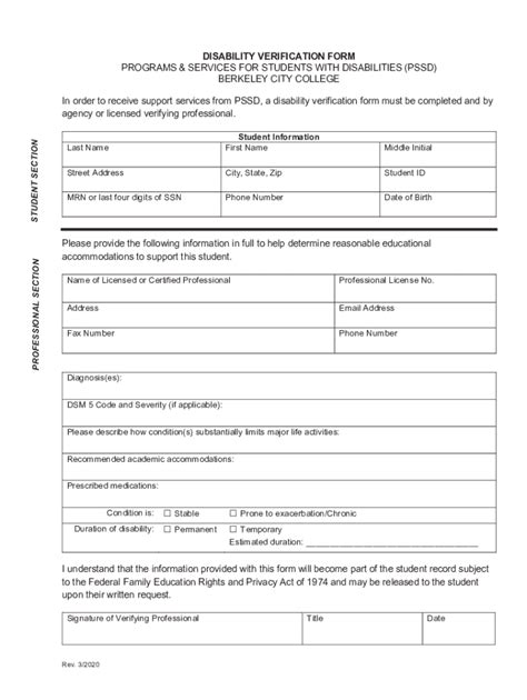 Fillable Online Disability Verification Formfillable Pdf Fax Email