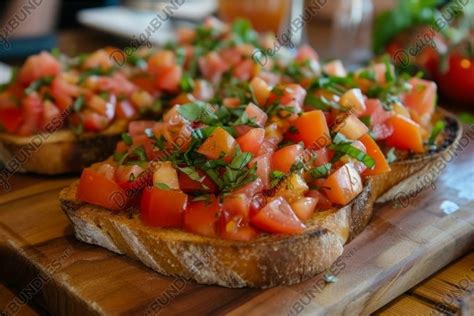 Fresh Tomato Bruschetta On Toasted Bread