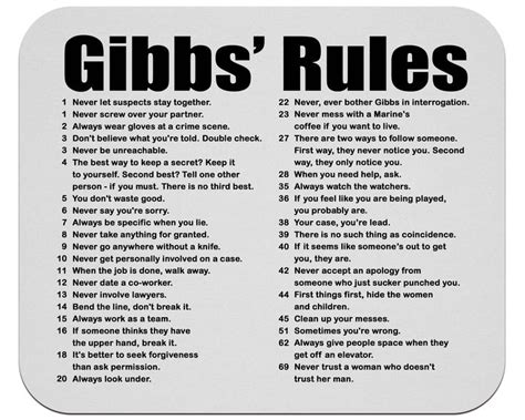 Ncis Gibbs Rules Printable List Pdf