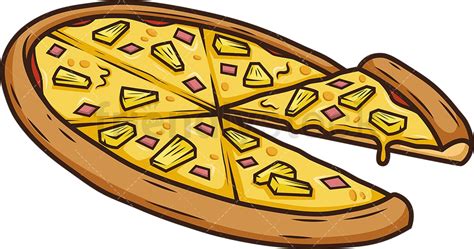 Pineapple Pizza Side View Cartoon Clipart Vector Friendlystock