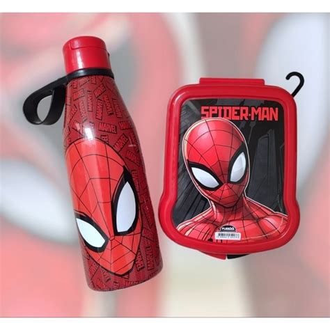 Kit Garrafa E Sanduicheira Infantil Escolar Homem Aranha Shopee Brasil