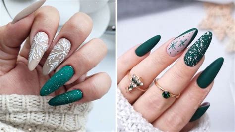 7 diseños de uñas green velvet con copos de nieve para llevar el mejor