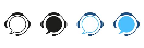 Customer Support Service Silhouette Icon Set. Help Call Center, Hotline Pictogram. Headset with ...