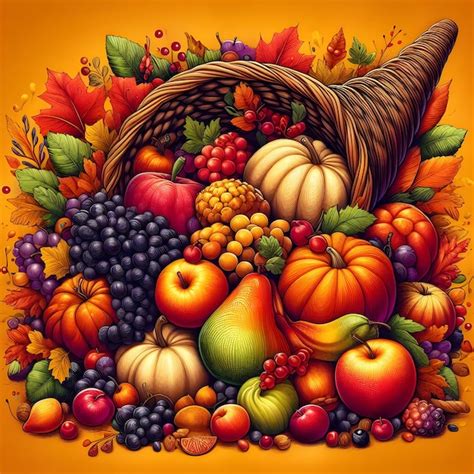 Premium AI Image | vibrant cornucopia overflowing with autumn harvest ...