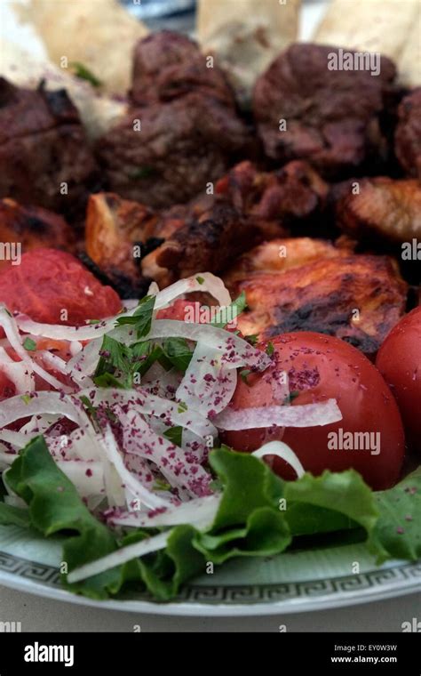 Traditional Food Served In A Restaurant In The City Of Baku Capital Of