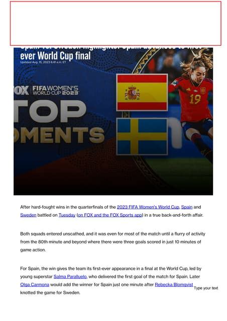 Spain vs. Sweden highlights: Spain advances to first-ever World Cup final | PDF