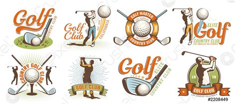 Golf Retro Logo With Clubs Balls And Golfer Stock Vector Crushpixel