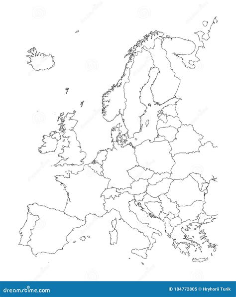 Europa Kaart Zwarte En Witte Gedetailleerde Schets Regio S Van Het