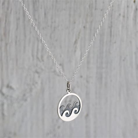 Waves Necklace Sterling Silver Ocean Waves Necklace Wave Etsy