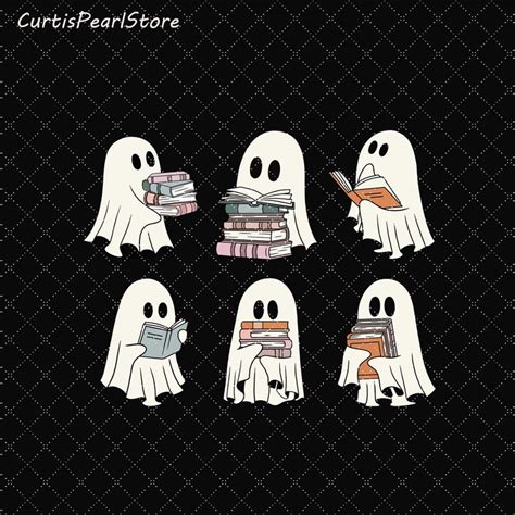 Ghost Reading Books Halloween Png Bookish Png Halloween Teacher Gift