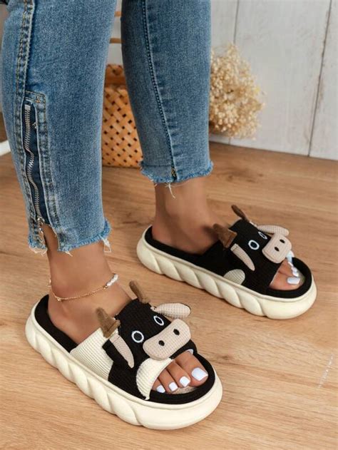 preppy Zapatillas de dormitorio para con dibujos animados con diseño de