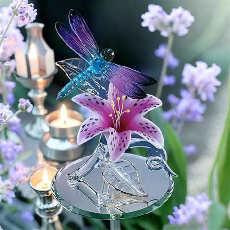 Glass Lavender Lily With Dragonfly Dragonfly Ts And Collectibles — Fairyglen Store