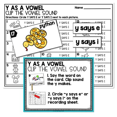 1st Grade Phonics Center Y As A Vowel Lucky Little Learners