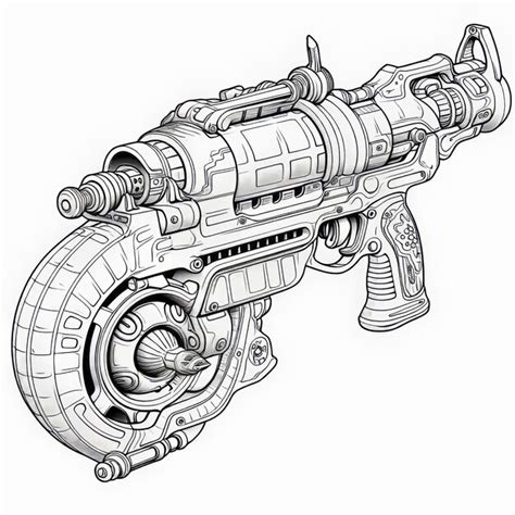 Premium Photo | Futuristic Gears And Blade A Detailed Linework Weapon