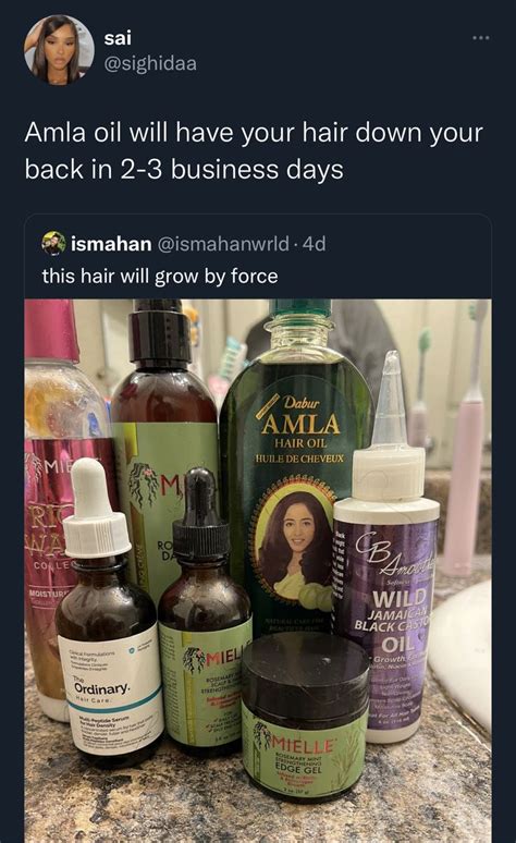 An Image Of Some Hair Care Products On A Counter Top With The Caption