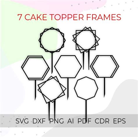 Geometric Cake Topper Frame Svg Birthday Topper Svg Circle Frame Svg