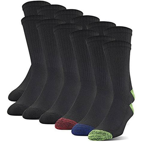 Gildan Adult Mens Crew Casual Socks Half Cushion Terry Foot Bed 12 Pack Os One Size