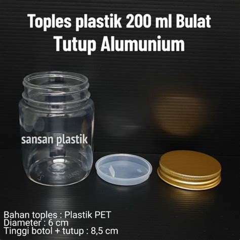 Jual Toples Plastik Tutup Alumunium 200ml BULAT Toples 200ml Bulat