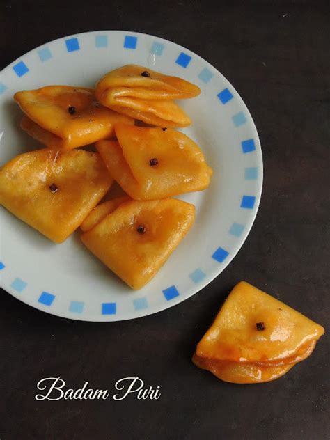 Priya S Versatile Recipes Badam Puri Sweet Almond Puri Badam Poori