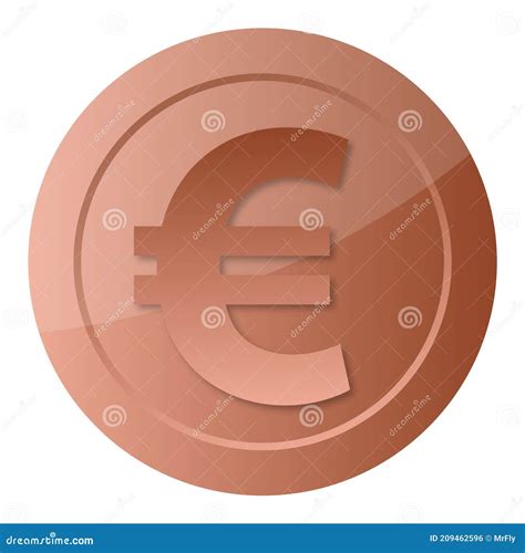 Euroteken Op Afbeelding Van De Bronzen Muntvector Vector Illustratie