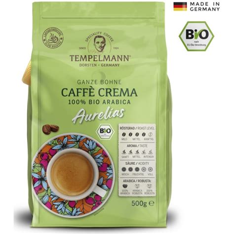 Купить кофе в зернах Tempelmann Caffe Crema Aurelias 100 BIO ARABICA