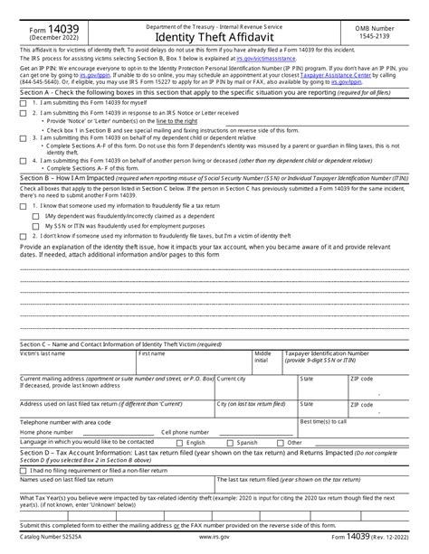 Irs Form 14039 Fill Out Sign Online And Download Fillable Pdf