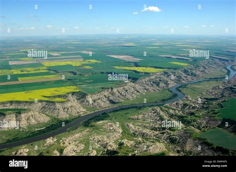 aerial, Red Deer River, Morrin, Alberta Stock Photo - Alamy