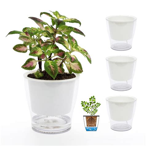 3 Packs 6 9 Inches Clear Self Watering Planters Large Plastic Self